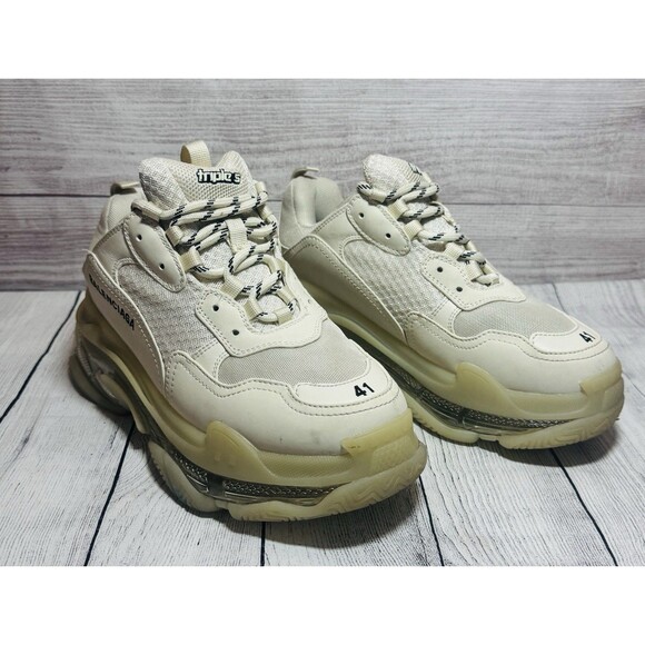 Balenciaga Triple S Men\'s Beige Rubber Sneakers Size EU 41 US 8 NO BOX